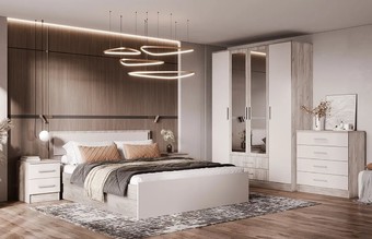 Мартина кровать 1400 белый глянец/сонома Миф
